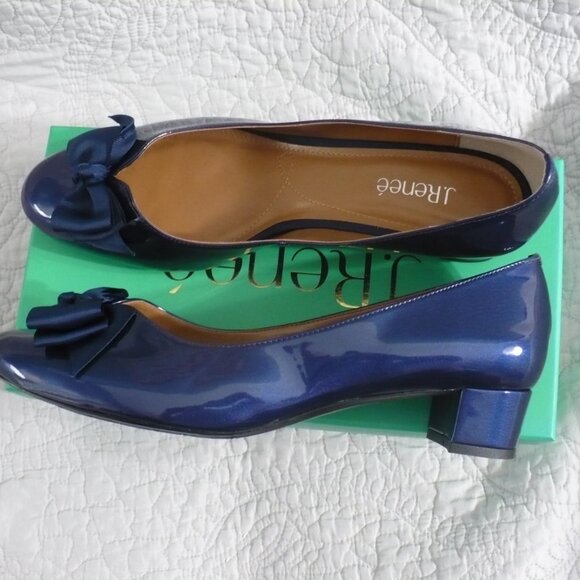 NWB J.Renee Navy Blue Heels with Bow - Picture 4 of 9